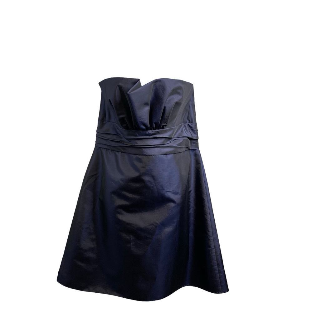 Amsale Women's Navy‎ Blue Strapless Mini Cocktail Dress Size 16 Chic Minimalist